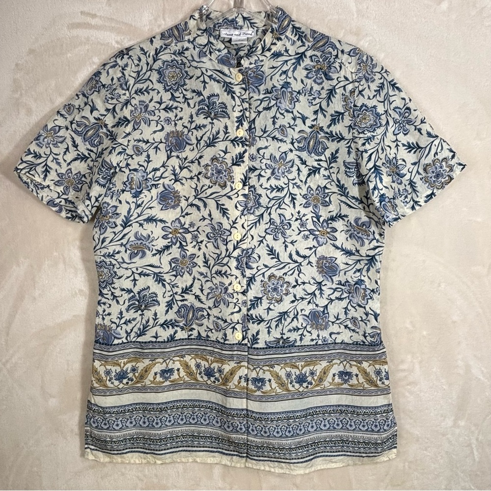 Anna And Frank 100% Silk Floral Button Down Shirt size M